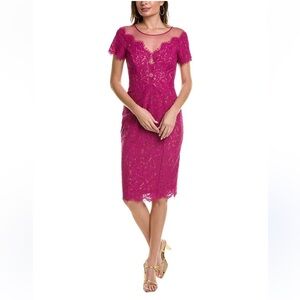 Rene Ruiz Collection pink lace nude sheath dress size 12